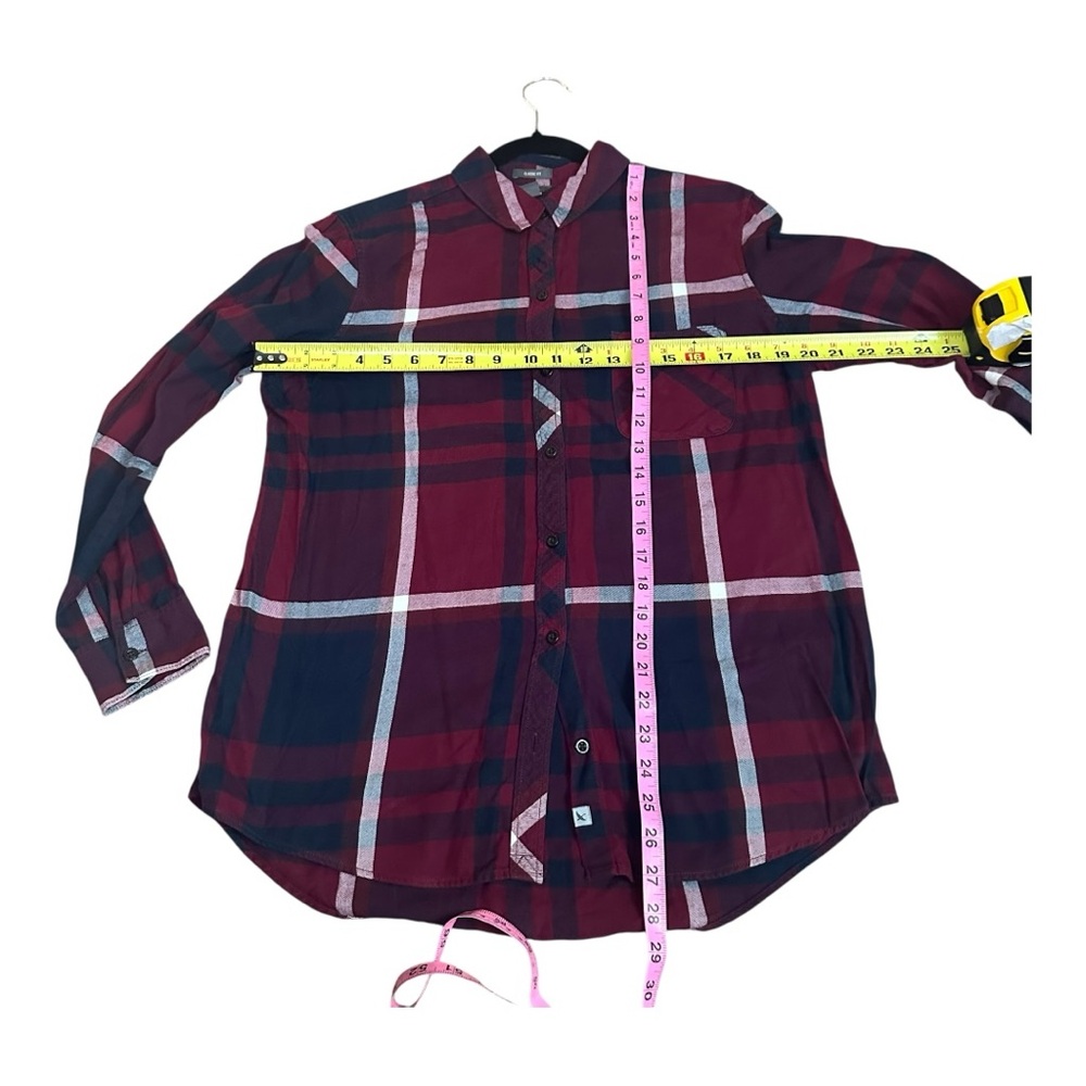 Eddie Bauer Mens Classic Fit Plaid Button Down Long Sleeve Shirt Burgundy Navy M - Picture 4 of 4